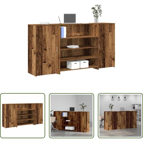 Holzwerkstoff Theke - Empfangstheke Altholz-Optik 200x50x103,5 cm Holzwerkstoff (1/5)