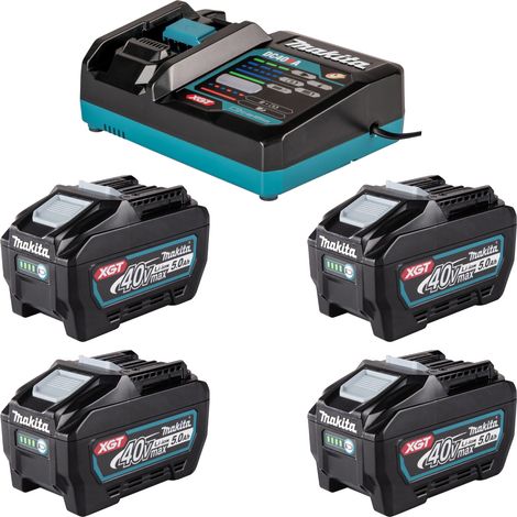 Kit di alimentazione Makita 4x batteria BL 4050 F 40 V max. 5,0 Ah XGT + caricabatterie DC 40 RA (1/4)