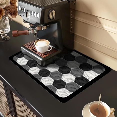 Abtropfmatte für Geschirr, 40×30 cm, super saugfähige Küchenabtropfmatte, saugfähige Abtropfmatte für Geschirr, Kaffeemaschinenmatte für Bargeschirr und Kaffeemaschinen (Wabenstruktur) (1/4)