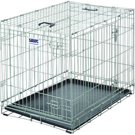Cage pliable pour chien 91 cm – Métallique avec bac en plastique ABS – 2 portes – Transport facile avec poignées – Pour intérieur et extérieur – Savic (1/4)