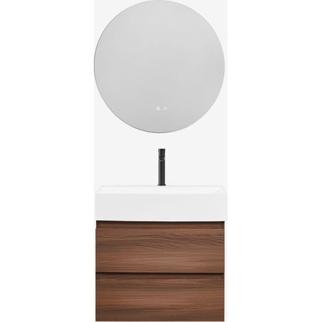 SKLUM Hängendes Badezimmermöbel-Set aus Holz und Eschenfurnier mit integriertem Waschbecken Ona (1/5)