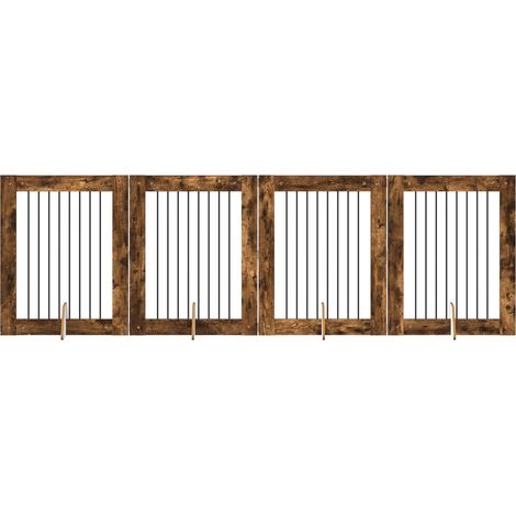 Foldable Dog Gate with Stands 4 pcs Smoked Oak 321 cm vidaXL