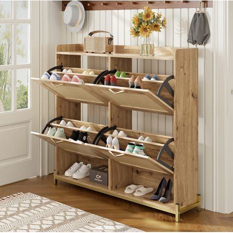 Schrank Schuhschrank Aufbewahrung 108 cm MDF Holz OKMYHOME (1/5)
