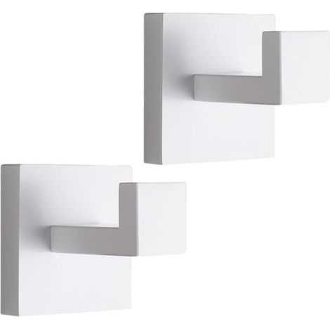 Stück Handtuchhaken zur Wandmontage, quadratisch, SUS 304 Edelstahl, Badezimmer, Metall, Wandmontage, Handtuchhalter für Küche, Bademäntel, Mäntel, Hüte, Kleidung, Bademantel (weiß) (1/5)