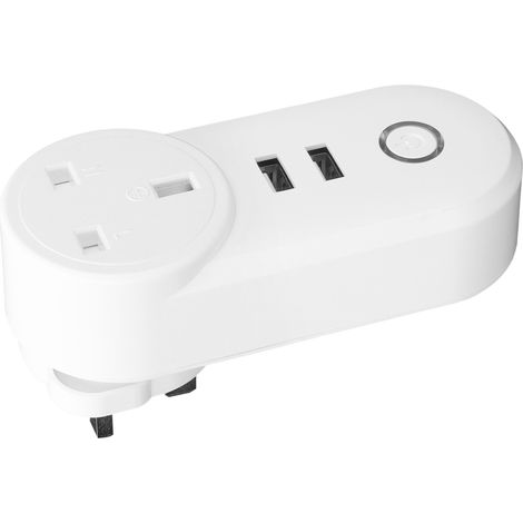 Prise intelligente WiFi avec double prise USB, application sans fil, minuterie et commande vocale, prise britannique 100-240 V (1/5)