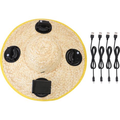 Chapeau de ventilateur solaire à refroidissement rapide, 3 vitesses de vent, large bord, batterie 1000mAh, résistant au soleil, pêche en plein air, randonnée, Camping (1/5)