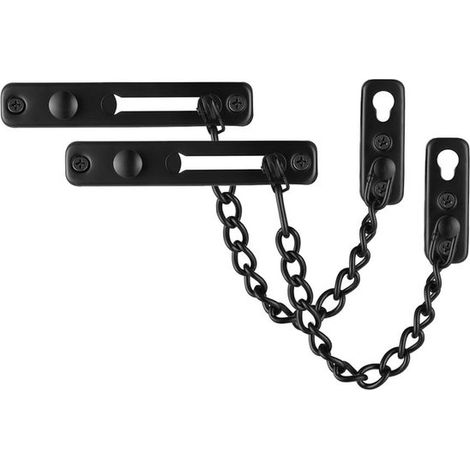 Confezione da 2 catenelle di sicurezza nere opache con molla di sicurezza, catena interna antifurto per porte. (1/3)