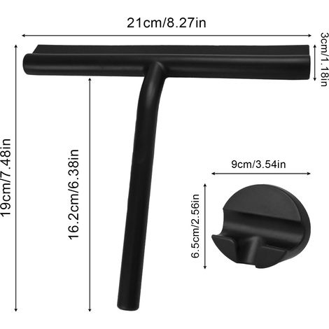 JSSEVN Edelstahl-Duschabzieher mit starkem Saugnapfhaken für Bad, Küche, Spiegel, Auto, Fenster und Glas, 21 cm, Schwarz (1/5)