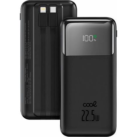 Batería Externa Universal Power Bank 10.000 mAh Carga Rápida 22.5W COOL Pocket Negro