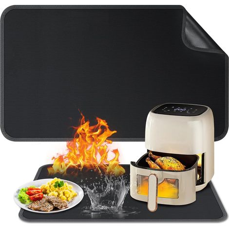 Tappetino resistente al calore per friggitrice ad aria, tappetino in silicone ignifugo per piano di lavoro della cucina, protezione per piano di lavoro, antiscivolo e impermeabile (40 x 60 cm)