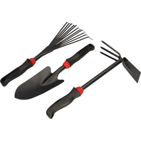 Mini outil de jardinage – Lot de 3 mini outils de jardinage – Mini râteau, bêche, houe rectangulaire avec dents pour l'entretien du jardin-NANOTEH (1/5)