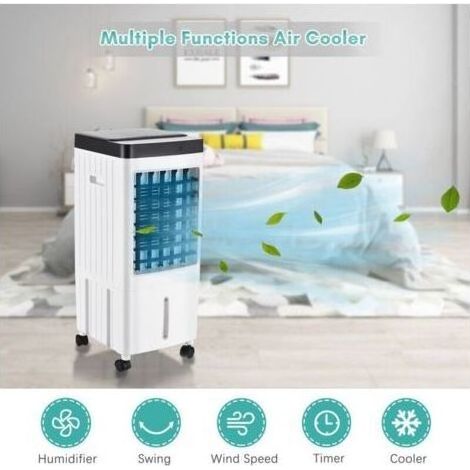 Rafraîchisseur d'air évaporatif portable 2000m³/h – Minuterie 7,5h – Télécommande – Grand réservoir 10L – Pour pièces jusqu'à 30m² (1/4)