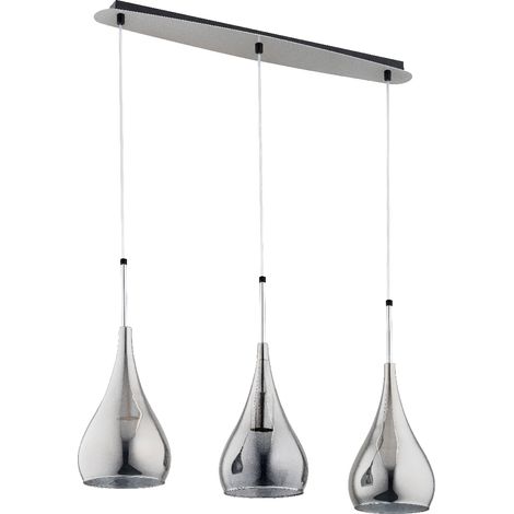Suspension barre chrome, gouttes verre fumé 3xE27 LIMBA (1/3)
