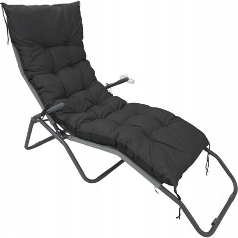 Cuscino da giardino 180x50 cm per sdraio, altalena, impermeabile, nero