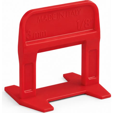 BASE LIVELLANTE CON FERITOIA PER CUNEO 'RLS EVO' H. mm 12 - fuga 3 mm - cf. 250 pz - col.rosso  - RAIMONDI