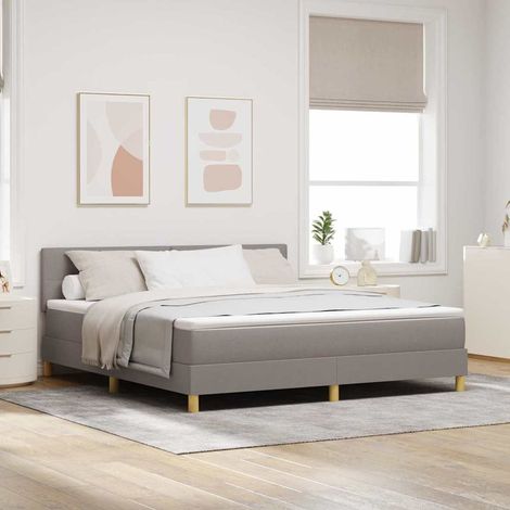 LED Boxspringbett mit LED-Lichtleisten Taupe 180 x 200 cm Stoff (1/5)