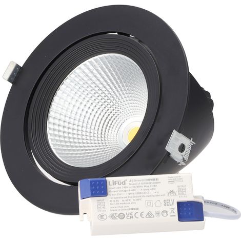 Foco Downlight LED 40W  4000Lm 4200ºK Orientable UGR17 50.000H Negro