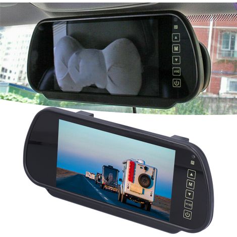 Moniteur à écran LCD TFT haute définition de 7 pouces pour caméras de recul de voiture (télécommande avec pile incluse). (1/5)
