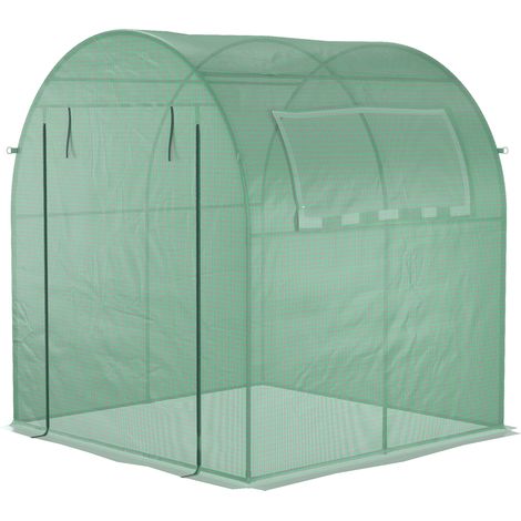 Invernadero de jardín 180x180x200 cm de PE con puerta enrollable y ventana lateral (1/5)