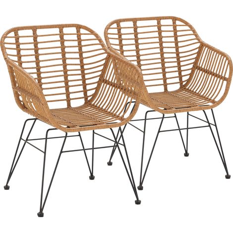 Pack 2 sillas de comedor o jardín Elda Ratan/Negro (1/5)