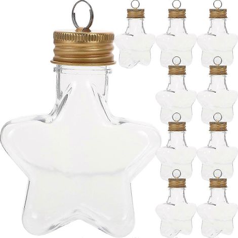 Set mit 10 leeren und wiederbefüllbaren Hängeflaschen, farbig und dekorativ, sternförmig, individuell gestaltbar. (1/2)