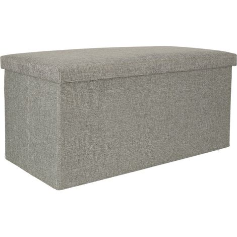 Puff plegable con compartimento gris grande 76x38x38cm