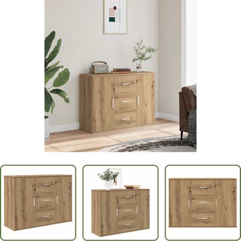vidaXL Rangement bois - Buffet chêne artisanal 90x29,5x65 cm bois d'ingénierie (1/5)