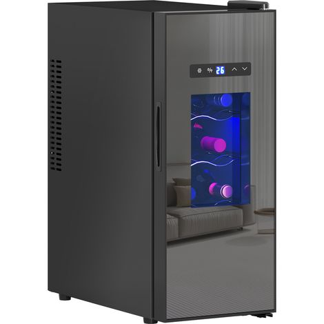 Cave à vin 12 bouteille 30L thermoélectrique double et silencieux avec porte en verre, LED, écran numérique, noir