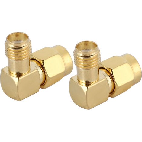 2PCS Connecteur RF SMA Femelle vers SMA Mâle Angle Droit Adaptateur Câble Coaxial (1/5)