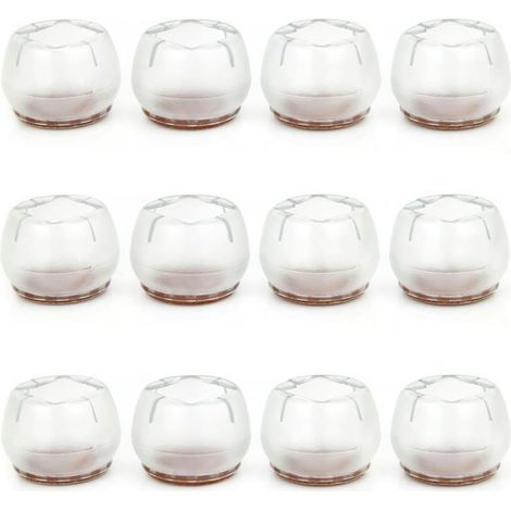 Lot de 12 protège-pieds de chaise et de table antidérapants en silicone pour pieds de meubles ronds et carrés, pour sols de 32 à 37 mm.