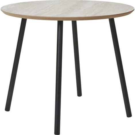 Tavolino da Caffè Aalst Effetto Travertino con Gambe Nere — Ø55×45 cm (1/5)