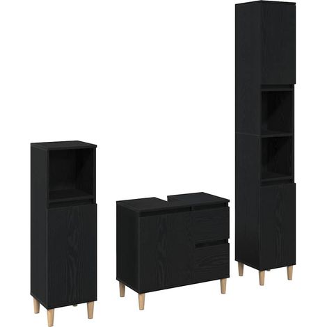 Maison Exclusive - Badezimmermöbel-Set Wandmontiert 3 pcs Schwarz