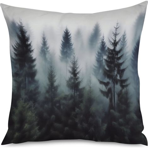 Housse de coussin, Coussin décoratif motif forêt mystique, 50x50 cm (1/5)