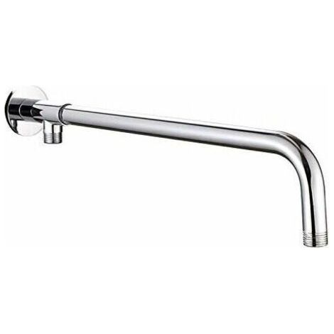 Bras de pommeau de douche en acier inoxydable avec support en cuivre argenté et chrome poli pour pommeau de douche à effet pluie Livré LO-Ron (1/5)
