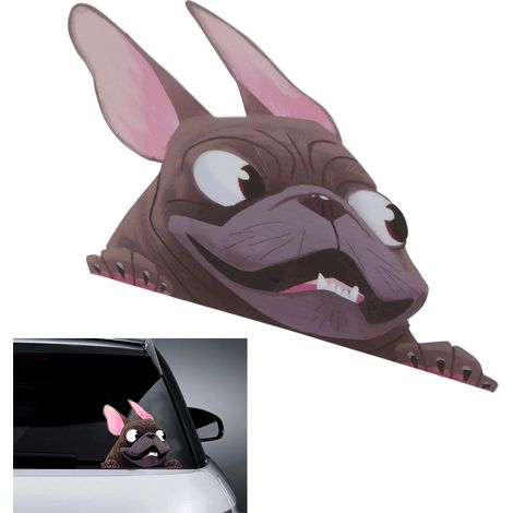 Autocollants mignons et amusants représentant des chiots de dessin animé pour la personnalisation de carrosserie de voiture, autocollants en vinyle noir pour vitres (1/5)