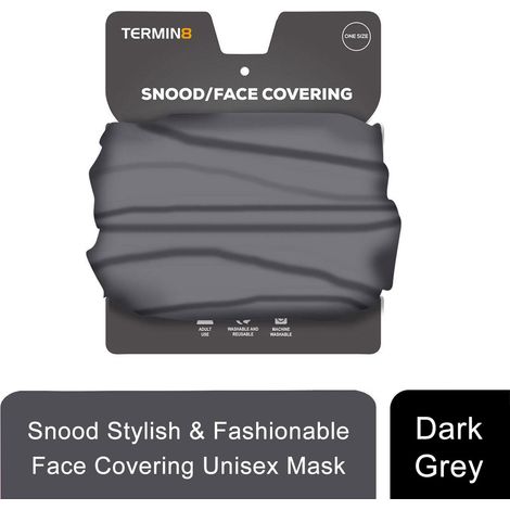 Termin8 Unisex Multifunctional Snood and Face Covering Mask, Dark Grey