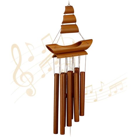 Campanelli a vento in bambù a forma di barca a vela, in stile retrò.