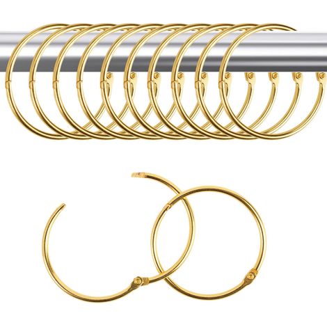 40 Pièces Anneaux de Rideaux Ouvrables en Métal,50 mm Anneaux de Douche Ronds en Métal,Robuste et Durable Anneau Rideau,Multifonctionnel Anneau Rideau Douche,pour Chambre à Coucher,Salle de Bain(Or) (1/5)