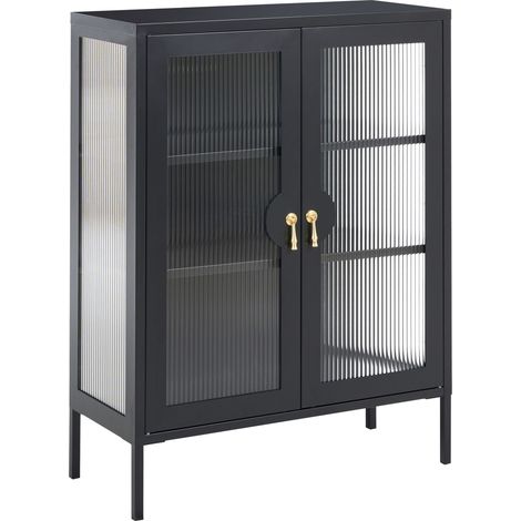 Storage Unit Black Steel Metal Office Cabinet Shelves Leg Caps Industrial Design Living Room Home Office Furniture GLEORA (1/5)