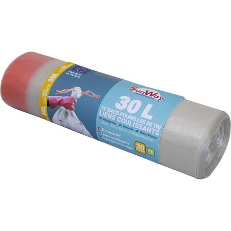15 sacchi trasparenti da 30 litri per la raccolta differenziata con coulisse SANS MARQUE
