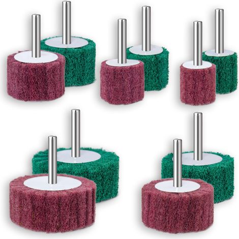 Meules en mousse pour perceuses électriques - Roue Abrasive - Têtes de ponçage - Nettoyage et décapage de toutes les surfaces en bois et en métal - Lot de 10 (1/5)