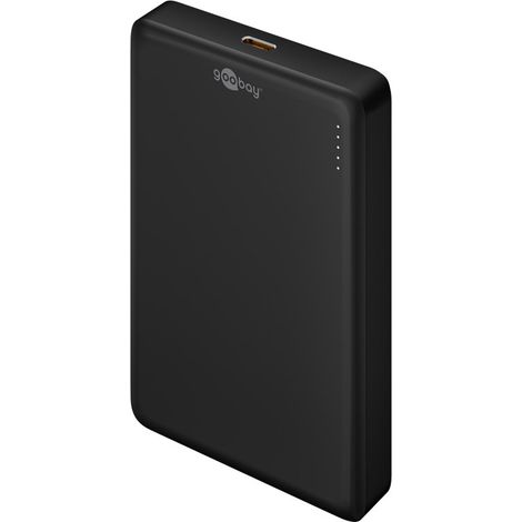 goobay Batería Externa inalámbrico magnético 10000mAh, Cargador portátil pequeño, Carga Apple iPhone, Samsung etc., Powerbank magnética, Ideal para Cargar y telefonear simultáneamente, Negro, 70183