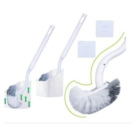 2Pack Brosse Toilette et Support, Brosse WC Salle de Bain et WC à Manche Long Plastique, Balayette WC avec des Poils Solides pour Le Ménage des Toilettes, Nettoyage en Profondeur (1/5)