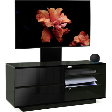 Centurion Supports Gallus Gloss Black with 2-Black Drawers and 2-Shelves 32"-55" LED/ LCD/ Plasma Cabinet TV Stand with Mounting Arm (1/5)