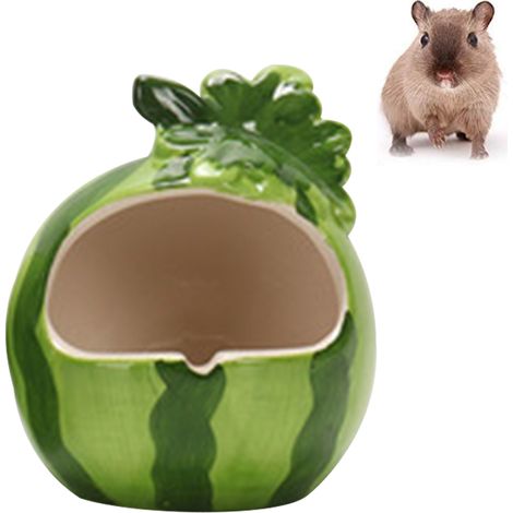 Maison Pour Hamster - En Céramique - Forme De Pomme Ou De Pastèque - Abri Réfrigérant Pour Petits Rongeurs - 1 Pièce (1/5)
