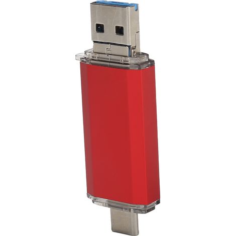 Clé USB 3.0 en alliage d'aluminium rouge, périphérique de stockage de masse haute vitesse 3 en 1 (32 Go) (1/5)