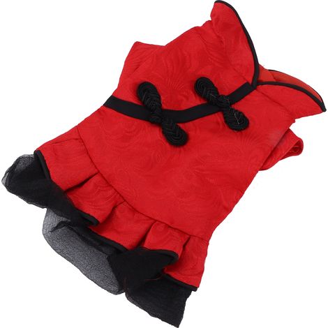 Costume Qipao en coton style chinois pour chiots et chats, idéal pour le printemps et l'été (taille XL). (1/5)