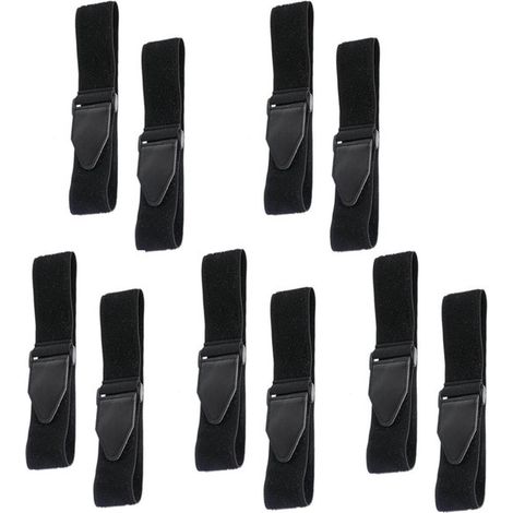 Clip per pantaloni - Clip per pantaloni da bicicletta - 10 pezzi Cinghie da ciclismo – Cinghie alla caviglia regolabili – Elastico nero multifunzione B&S con chiusura in velcro e fibbia – Per (1/5)
