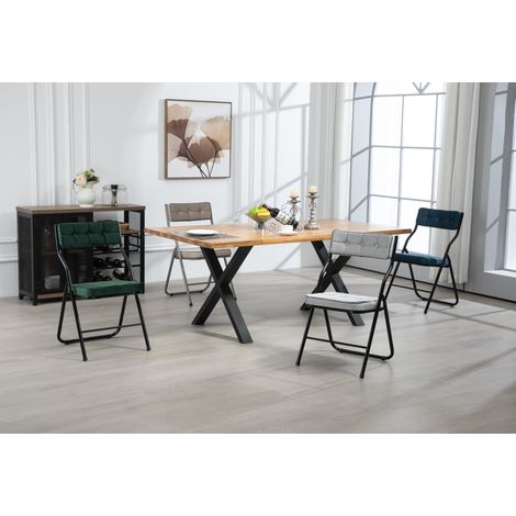 MEUBLIV set di 2 sedie pieghevoli blu – seduta imbottita, senza montaggio (1/5)