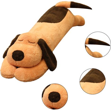 Peluche Chien Unisexe en Coton PP Confortable Coton Laine Mignonne Oreiller Long pour la Maison Marron 60cm/23.6in